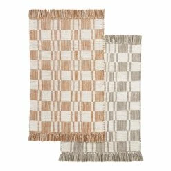 World Market Checkerboard Stripe Woven Cotton Area Rug