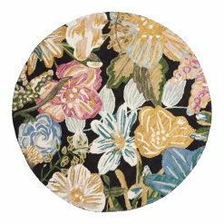 World Market Selma Round Multicolor Floral Tufted Wool Area Rug