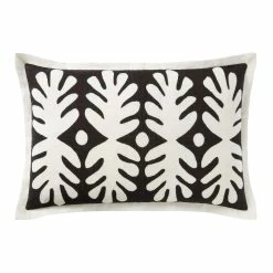 World Market Justina Blakeney Marin Black and Ivory Leaf Lumbar Pillow