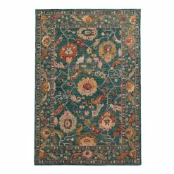 World Market Raya Teal And Multicolor Floral Wool Area Rug