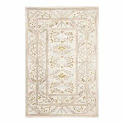 World Market Vera Yellow and Ivory Persian Style Tufted Wool Area Rug