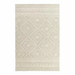 World Market Kelsey Ivory Diamond Tufted Wool Area Rug