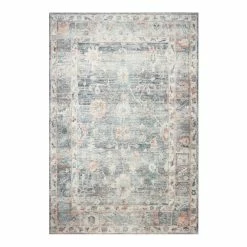 World Market Zoe Gray Floral Distressed Persian Style Area Rug