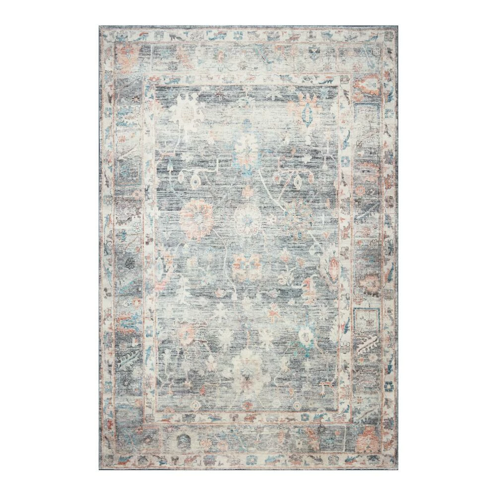 World Market Zoe Gray Floral Distressed Persian Style Area Rug