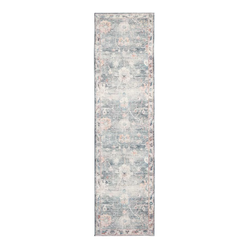 World Market Zoe Gray Floral Distressed Persian Style Area Rug - Image 3
