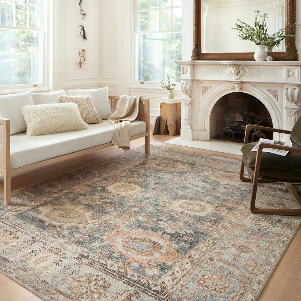 World Market Everly Blue And Tan Persian Style Area Rug - Image 2