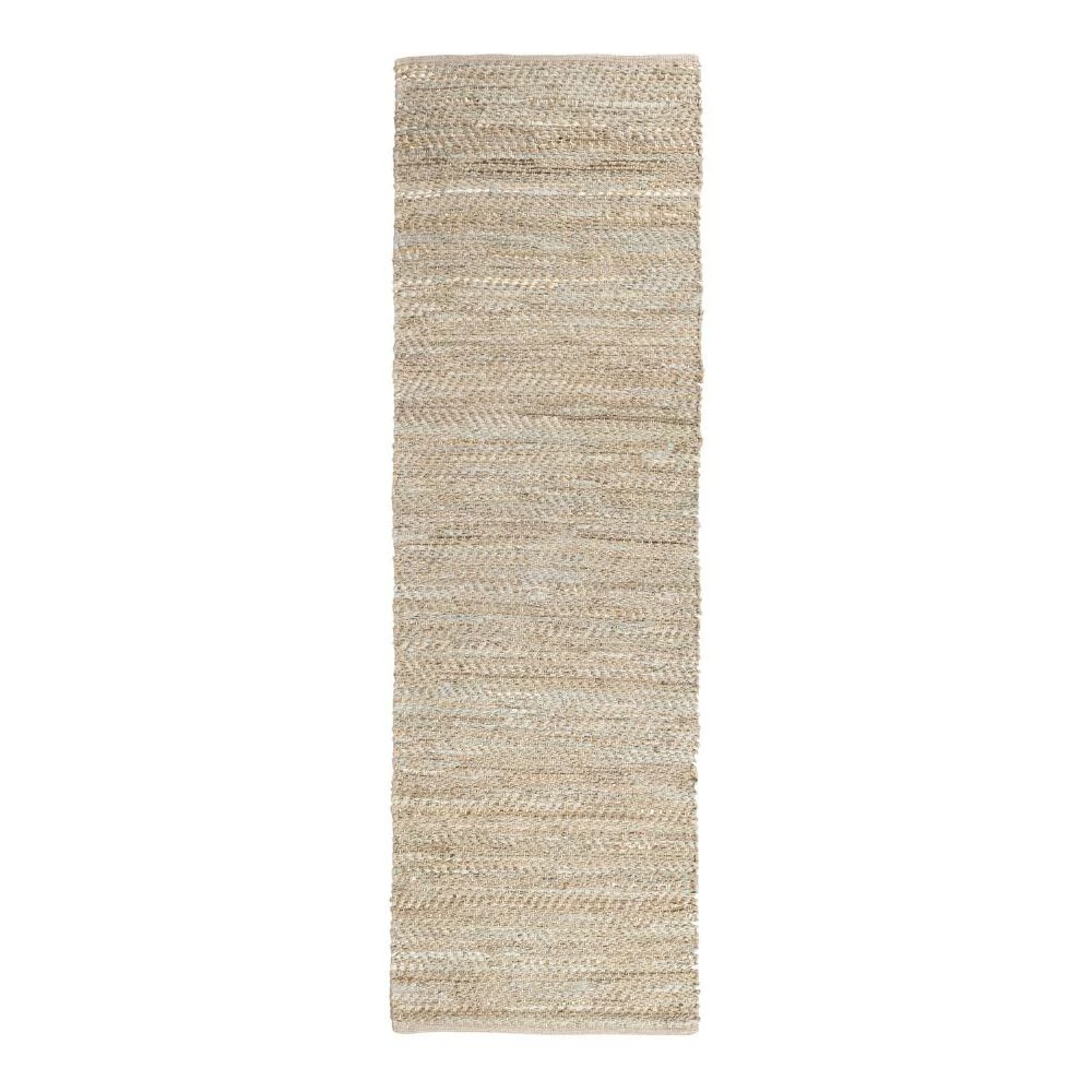 World Market Metallic Gold and Ivory Leather and Jute Woven Area Rug - Image 3