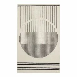 World Market Tribeca Ivory And Black Geometric Stripe Wool Kilim Area Rug