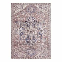 World Market Terracotta and Blush Persian Style Washable Area Rug