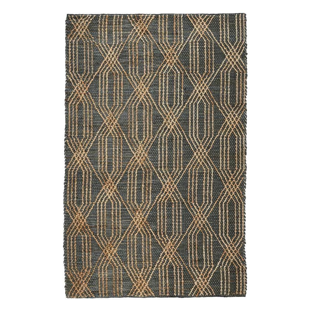 World Market Charcoal Blue And Natural Geometric Jute Tustin Area Rug
