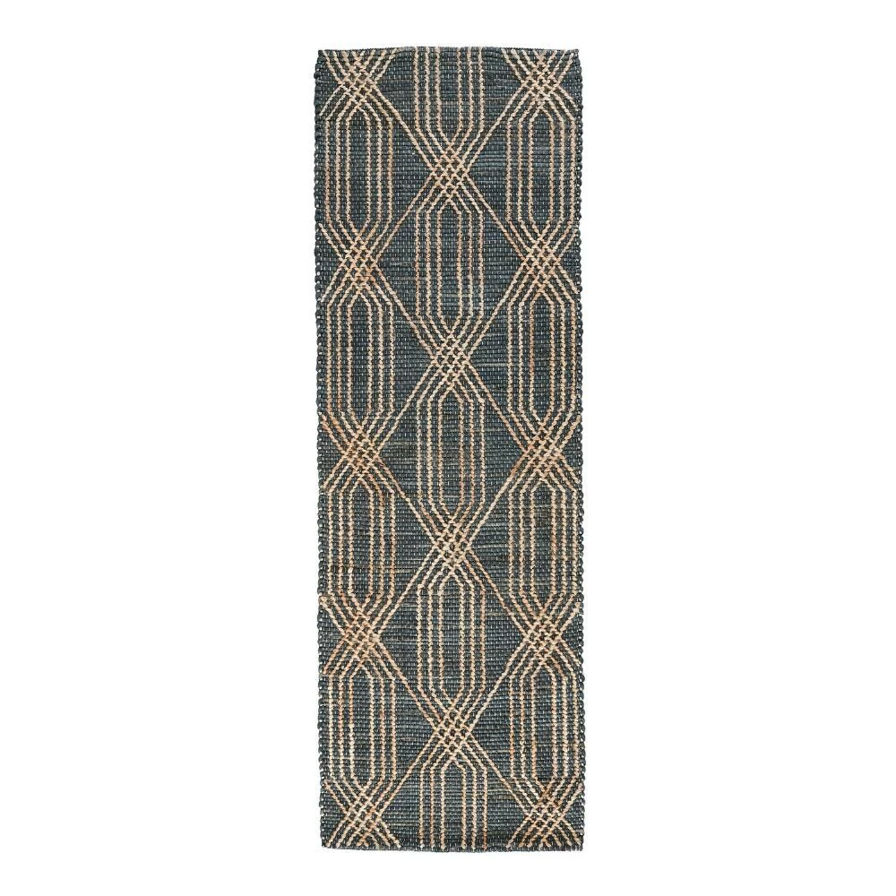 World Market Charcoal Blue And Natural Geometric Jute Tustin Area Rug - Image 2