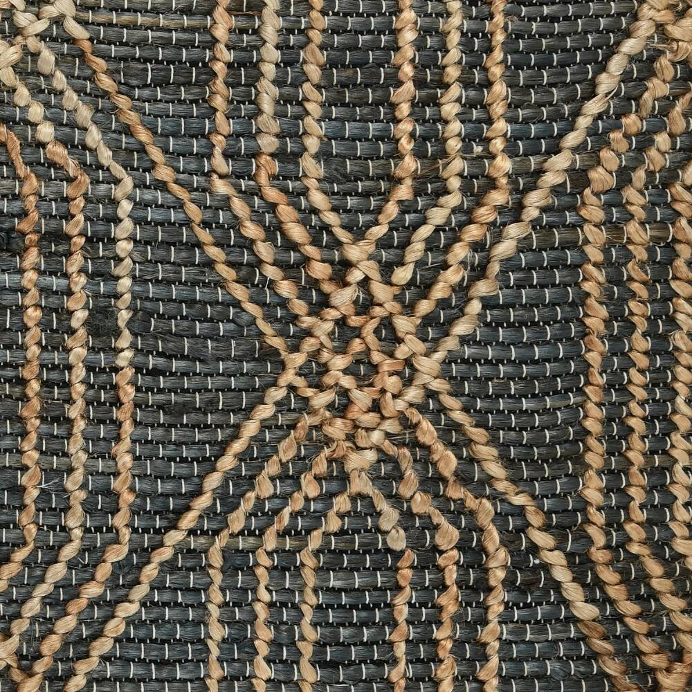 World Market Charcoal Blue And Natural Geometric Jute Tustin Area Rug - Image 5