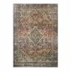 World Market Rust and Green Distressed Persian Style Washable Area Rug