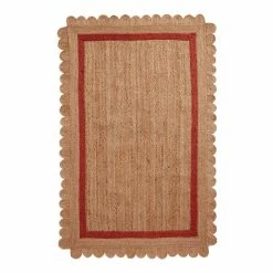 World Market Rust and Natural Jute Scalloped Area Rug