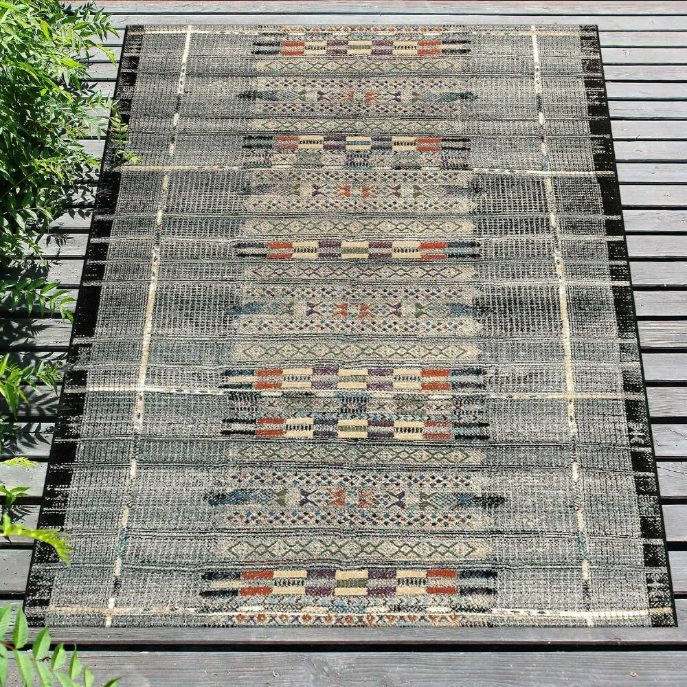 World Market Gray and Multicolor Global Stripe Indoor Outdoor Rug - Image 5
