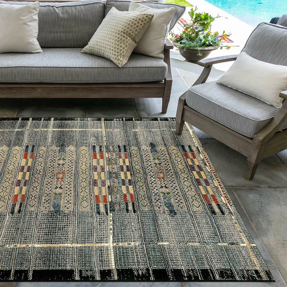 World Market Gray and Multicolor Global Stripe Indoor Outdoor Rug - Image 6