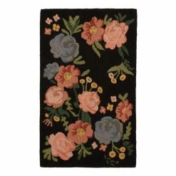 World Market Black and Blush Floral Tufted Area Rug
