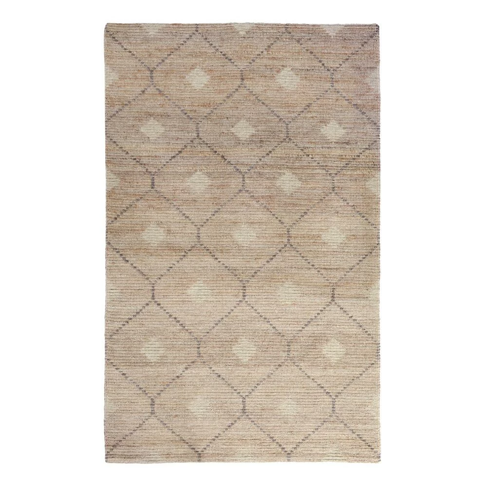 World Market Tan and Gray Lattice Jute and Wool Rustica Area Rug