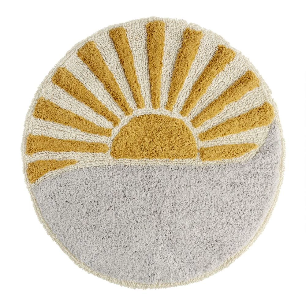 World Market Round Sun And Wave Tufted Bath Mat
