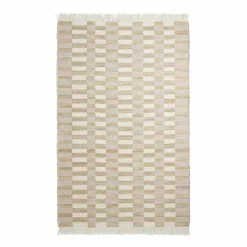 World Market Vale Ivory and Gray Checkerboard Stripe Jute Blend Area Rug