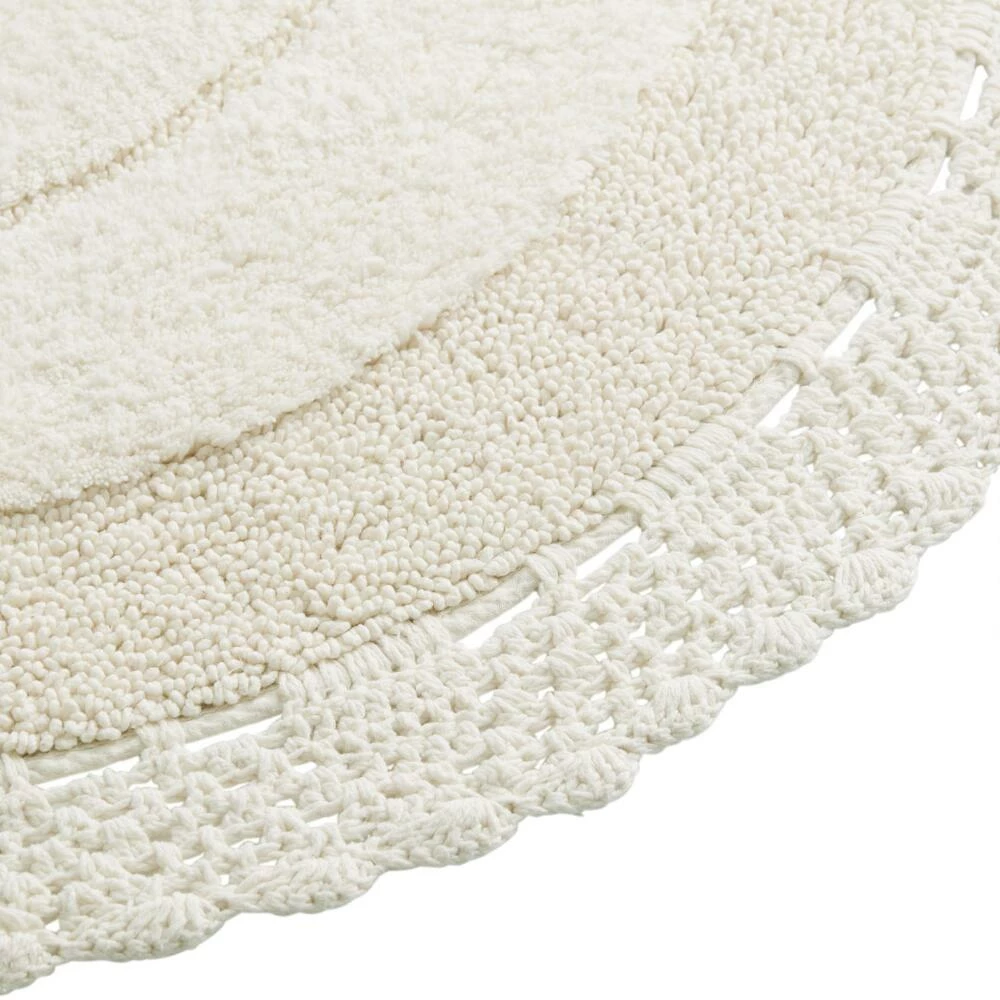 World Market Half Circle Ivory Crocheted Bath Mat - Image 2