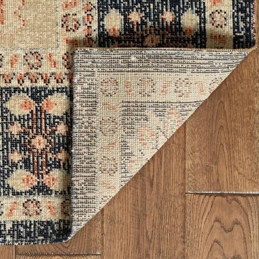 World Market Distressed Ivory and Navy Medallion Mesa Area Rug - Image 3