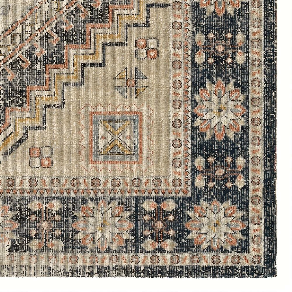 World Market Distressed Ivory and Navy Medallion Mesa Area Rug - Image 5