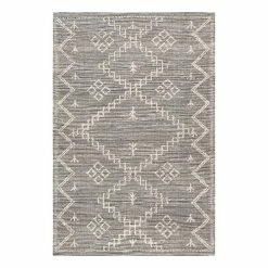 World Market Gray and Ivory Flatweave Jute Rabat Area Rug