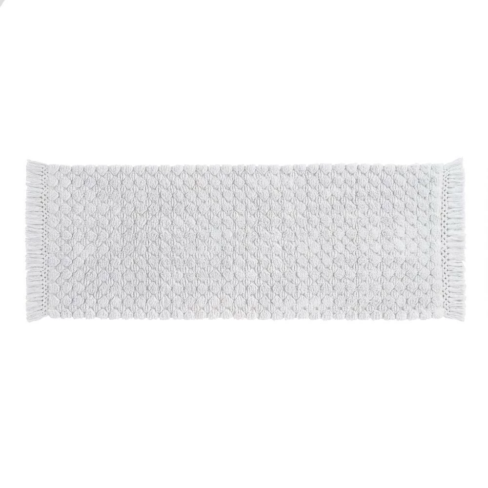World Market Light Gray Woven Dot Bath Mat