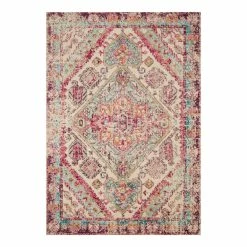 World Market Aqua and Pink Geometric Medallion Nadine Area Rug