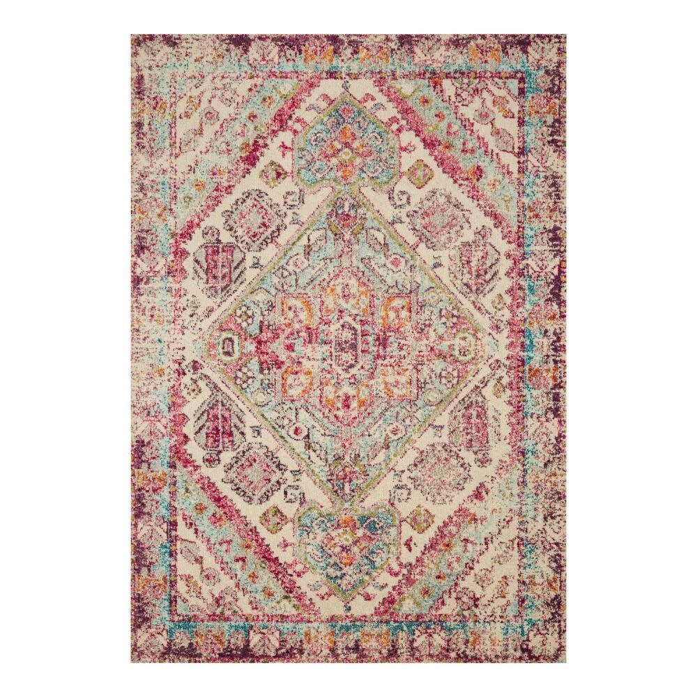 World Market Aqua and Pink Geometric Medallion Nadine Area Rug