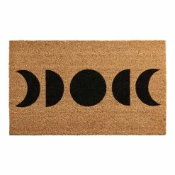 World Market Black and Natural Moon Phases Coir Doormat