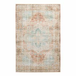 World Market Terracotta and Aqua Persian Style Gabriela Area Rug