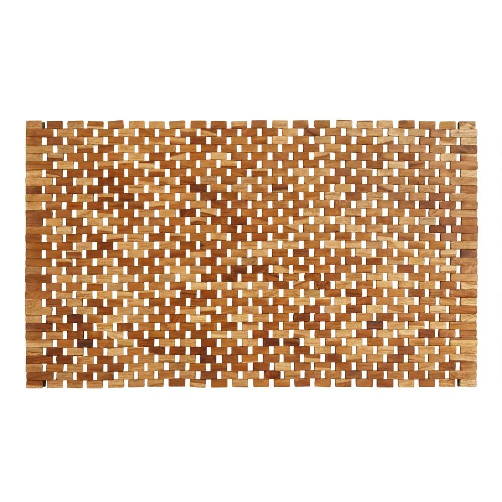 World Market Teak Wood Bath Mat