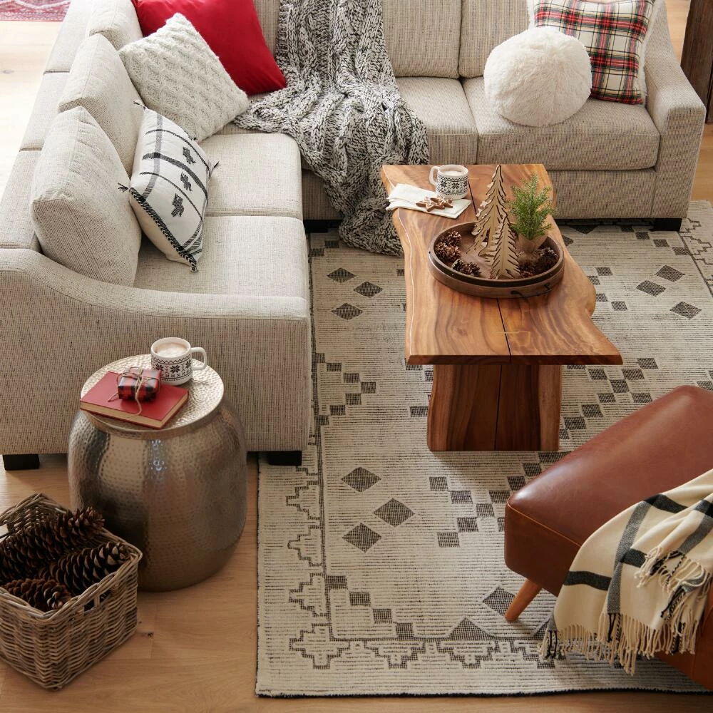 World Market Eli Black And Ivory Diamond Wool And Cotton Area Rug - Image 2