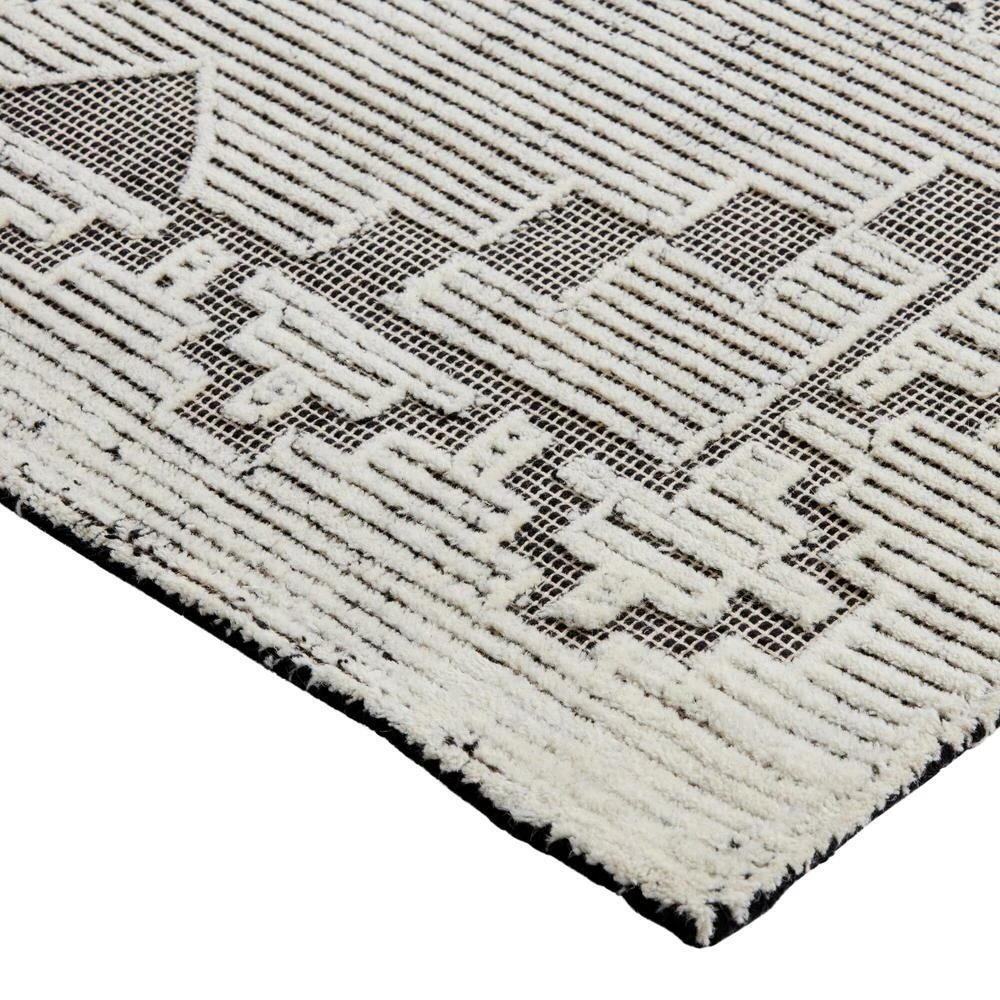 World Market Eli Black And Ivory Diamond Wool And Cotton Area Rug - Image 3