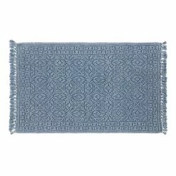 World Market Vintage Indigo Geo Stonewashed Bath Mat
