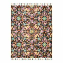 World Market Black And Purple Floral Wool Brianna Area Rug