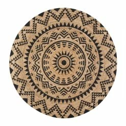World Market Round Natural and Black Jute Cortez Area Rug