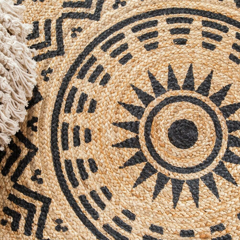 World Market Round Natural and Black Jute Cortez Area Rug - Image 3