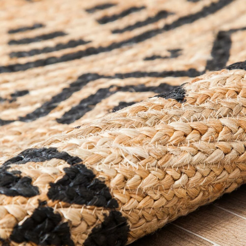 World Market Round Natural and Black Jute Cortez Area Rug - Image 5