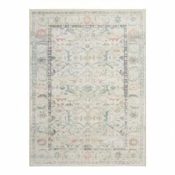 World Market Marisol Ivory and Teal Persian Style Washable Area Rug