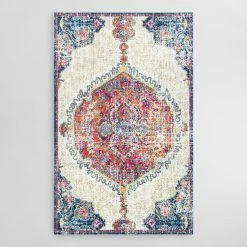 World Market Ivory and Red Medallion Maria Area Rug