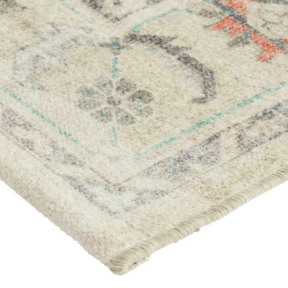 World Market Marisol Ivory and Teal Persian Style Washable Area Rug - Image 2