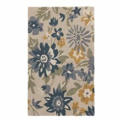 World Market Green and Blue Floral Tufted Area Rug