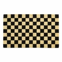 World Market Black and Natural Checkerboard Coir Doormat