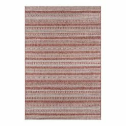 World Market Copper and White Geometric Stripe Lucca Indoor Outdoor Rug