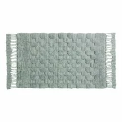 World Market Chinois Green Woven Dot Tassel Bath Mat