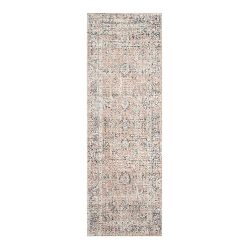 World Market Blush and Gray Distressed Persian Style Paros Floor Runner