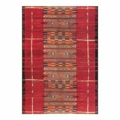 World Market Red Multicolor Global Stripe Indoor Outdoor Rug